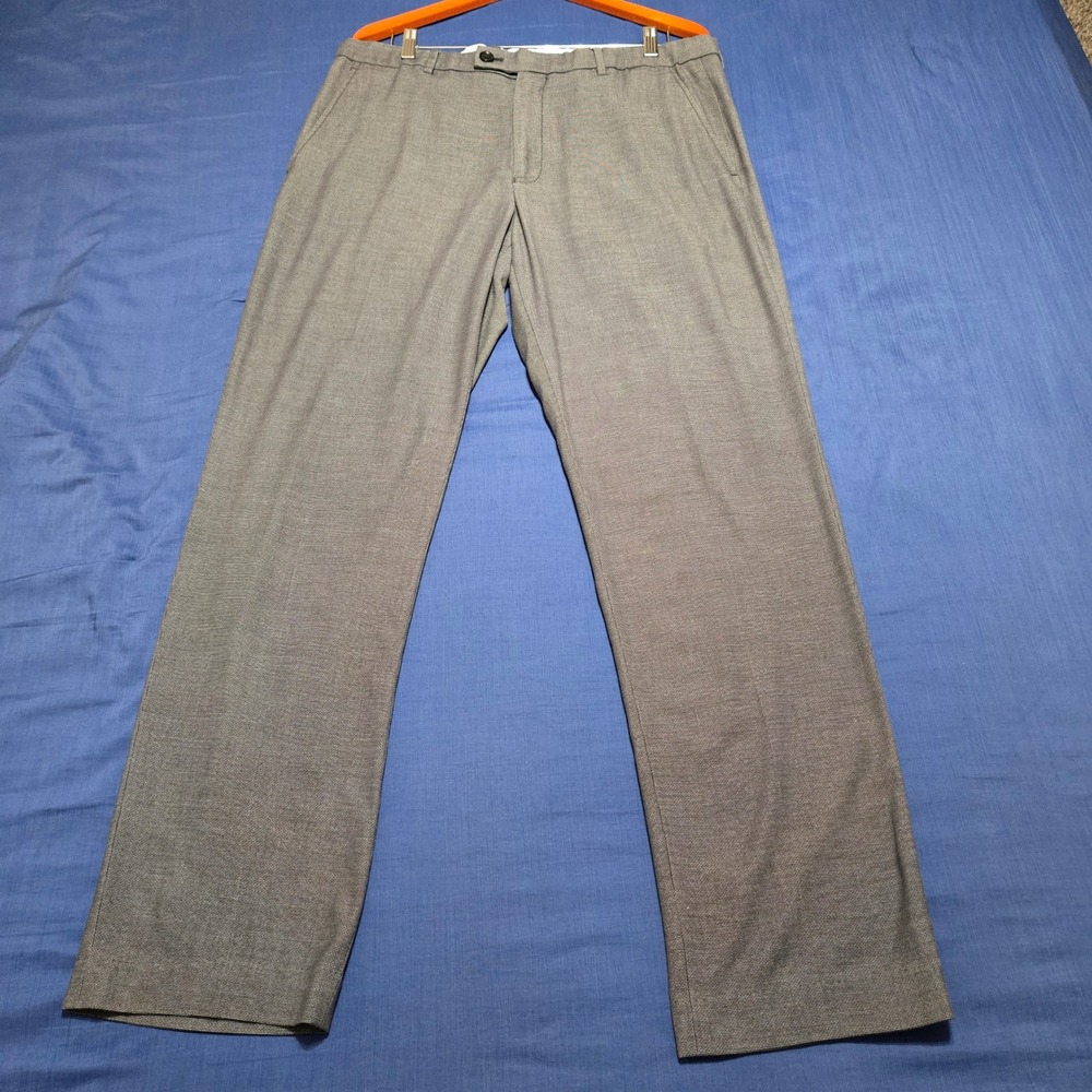 Perry Ellis Dress Pants Mens 36x32 Gray Excellent Tailored Fit Wool Blend 1377